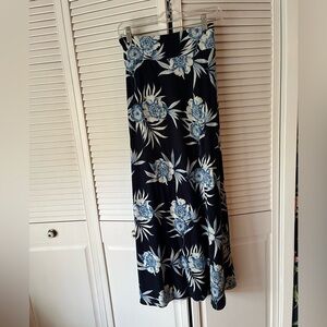 Talbots Navy and Light Blue Floral Maxi Skirt